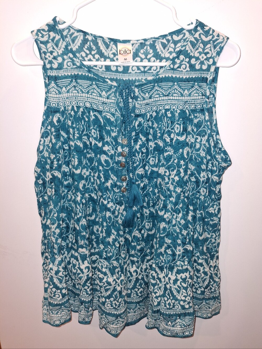 Bila Teal Floral Button-Front Sleeveless Camisole